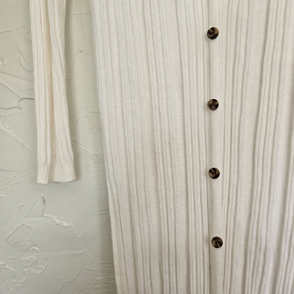 Free People Ribbed Long White Cream Cardigan - Picture 8 of 12
